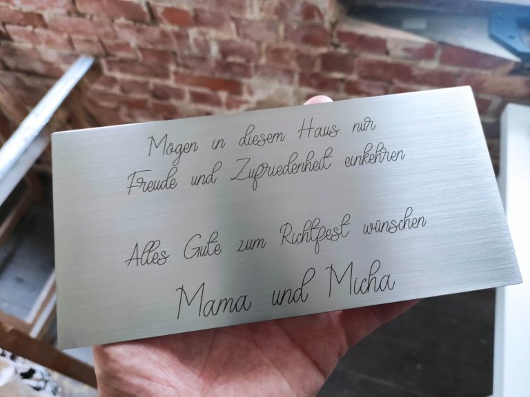 Edelstahlplatte mit Lasergravur Edelstahlplatte mit Lasergravur
